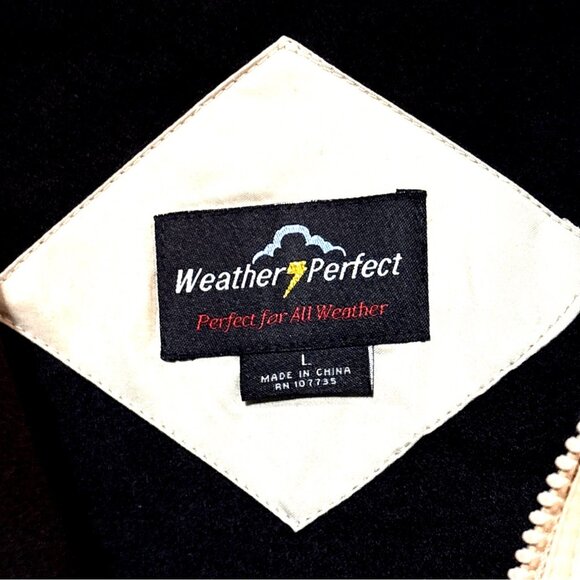 Weather Perfect Beige & Black All-Weather Jacket With Zipper Closure L - Picture 3 of 6